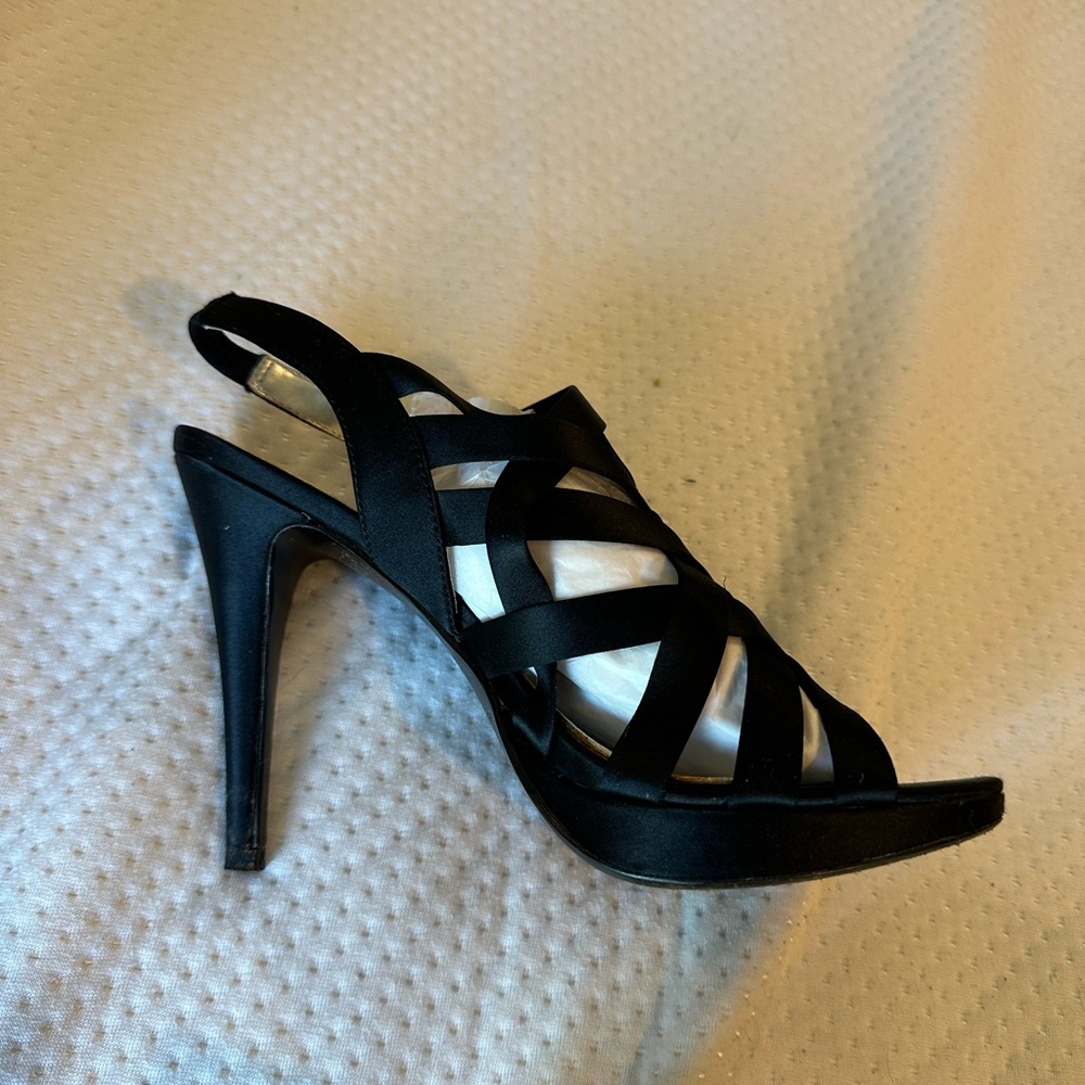 White House Black Market Black Strappy Heels